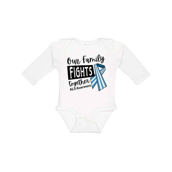 Inktastic Our Family Fights Together ALS Awareness Boys or Girls Long Sleeve Baby Bodysuit