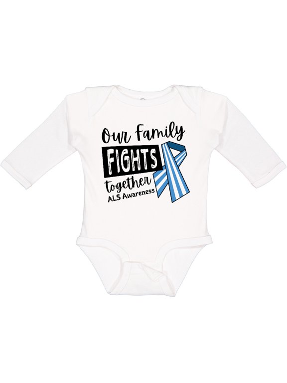 Our Family Fights Together ALS Awareness Boys or Girls Long Sleeve Baby Bodysuit