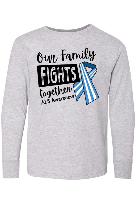 Our Family Fights Together ALS Awareness Long Sleeve Youth T-Shirt