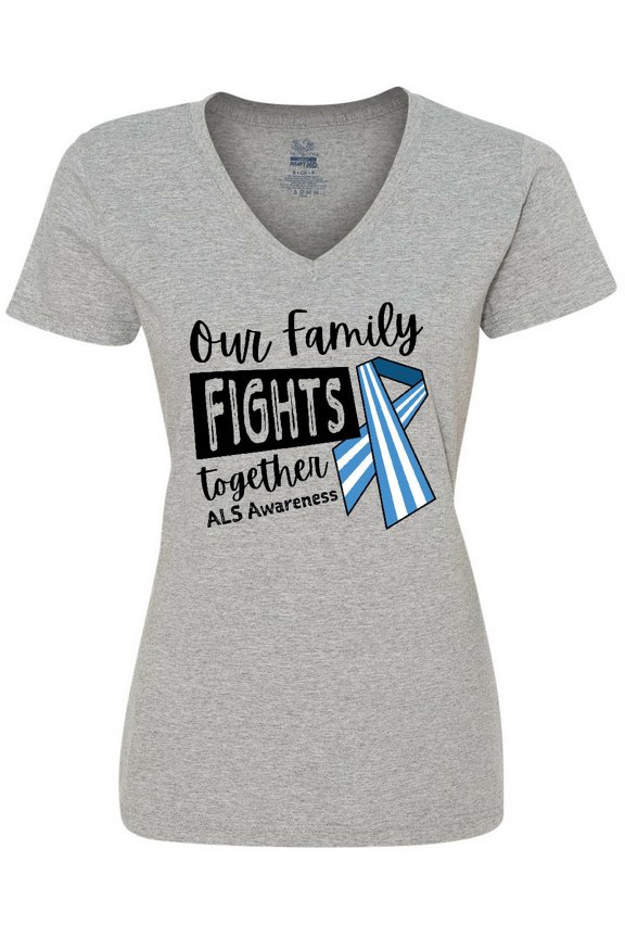 Our Family Fights Together ALS Awareness Women's V-Neck T-Shirt