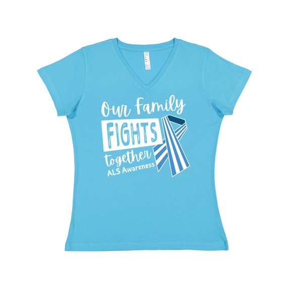 Inktastic Our Family Fights Together ALS Awareness Women's V-Neck T-Shirt