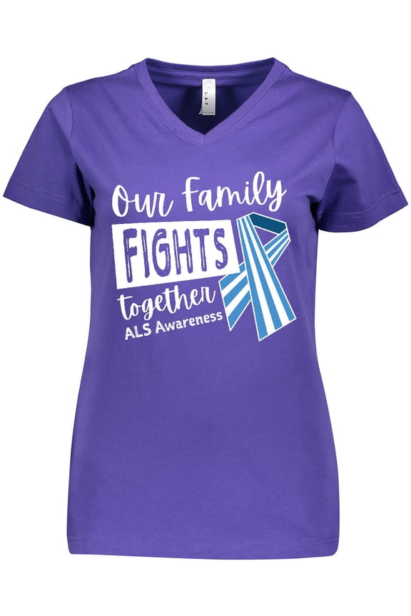 Our Family Fights Together ALS Awareness Women's V-Neck T-Shirt