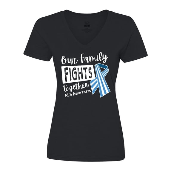 Inktastic Our Family Fights Together ALS Awareness Women's V-Neck T-Shirt