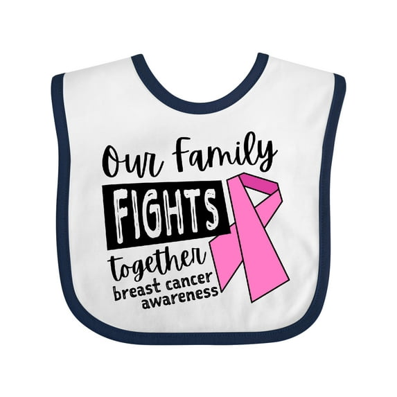 Inktastic Our Family Fights Together Breast Cancer Awareness Boys or Girls Baby Bib