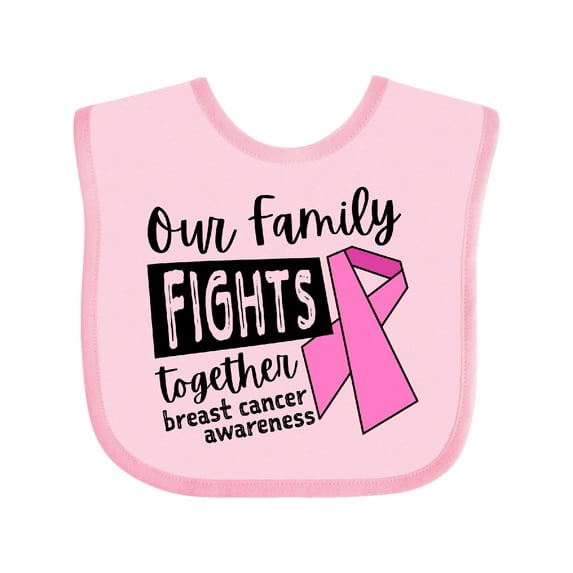 Inktastic Our Family Fights Together Breast Cancer Awareness Boys or Girls Baby Bib