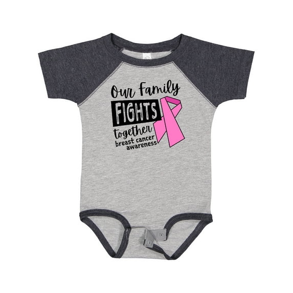 Inktastic Our Family Fights Together Breast Cancer Awareness Boys or Girls Baby Bodysuit