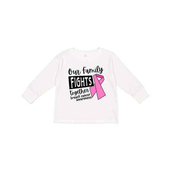 Inktastic Our Family Fights Together Breast Cancer Awareness Boys or Girls Long Sleeve Toddler T-Shirt