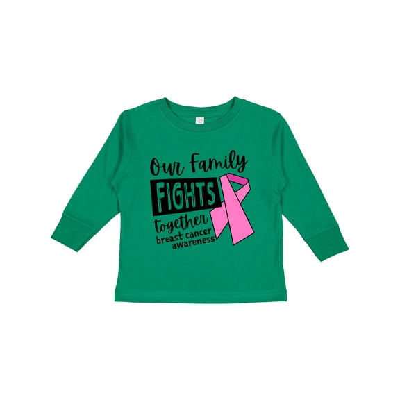 Inktastic Our Family Fights Together Breast Cancer Awareness Boys or Girls Long Sleeve Toddler T-Shirt