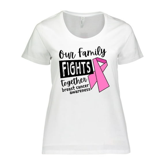 Inktastic Our Family Fights Together Breast Cancer Awareness Women's Plus Size T-Shirt