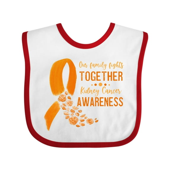 Inktastic Our Family Fights Together Kidney Cancer Awareness Boys or Girls Baby Bib