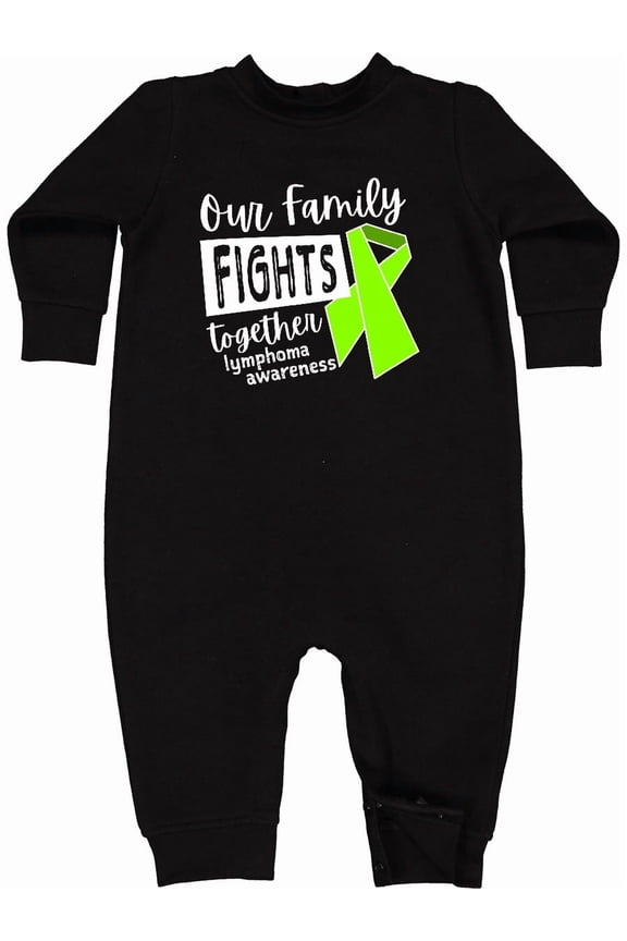 Our Family Fights Together Lymphoma Awareness Lime Ribbon Baby Fleece Romper