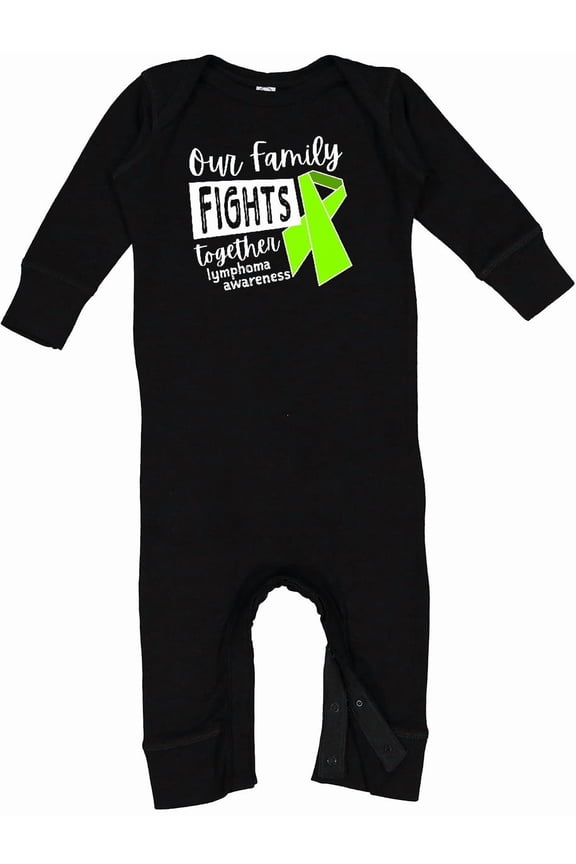 Our Family Fights Together Lymphoma Awareness Lime Ribbon Baby Romper Coveralls