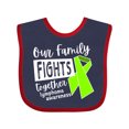 thumbnail image 1 of Inktastic Our Family Fights Together Lymphoma Awareness Lime Ribbon Boys or Girls Baby Bib, 1 of 4