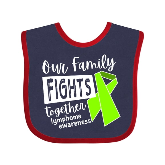 Inktastic Our Family Fights Together Lymphoma Awareness Lime Ribbon Boys or Girls Baby Bib