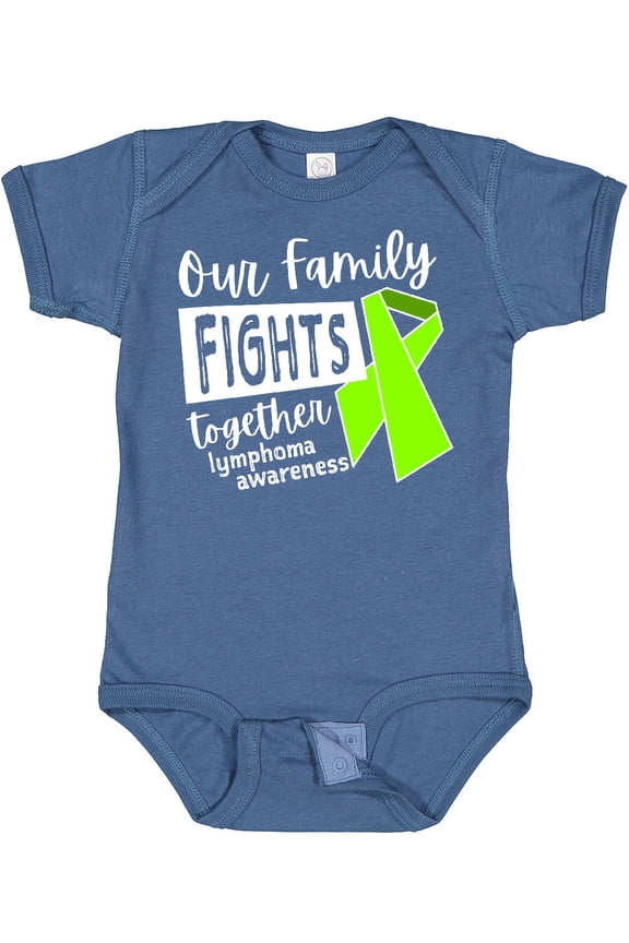 Our Family Fights Together Lymphoma Awareness Lime Ribbon Boys or Girls Baby Bodysuit