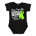 thumbnail image 1 of Inktastic Our Family Fights Together Lymphoma Awareness Lime Ribbon Boys or Girls Baby Bodysuit, 1 of 5