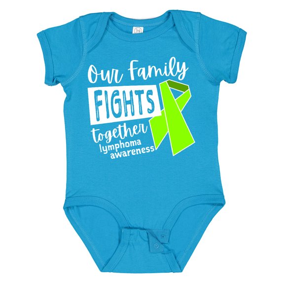 Inktastic Our Family Fights Together Lymphoma Awareness Lime Ribbon Boys or Girls Baby Bodysuit