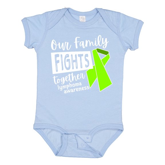 Inktastic Our Family Fights Together Lymphoma Awareness Lime Ribbon Boys or Girls Baby Bodysuit