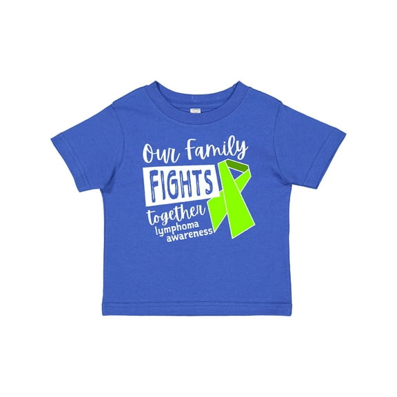Inktastic Our Family Fights Together Lymphoma Awareness Lime Ribbon Boys or Girls Baby T-Shirt
