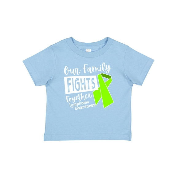 Inktastic Our Family Fights Together Lymphoma Awareness Lime Ribbon Boys or Girls Baby T-Shirt