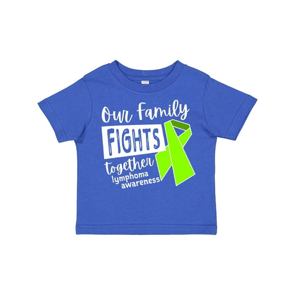 Inktastic Our Family Fights Together Lymphoma Awareness Lime Ribbon Boys or Girls Toddler T-Shirt