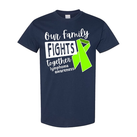 Inktastic Our Family Fights Together Lymphoma Awareness Lime Ribbon T-Shirt