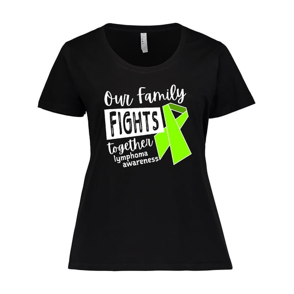 Inktastic Our Family Fights Together Lymphoma Awareness Lime Ribbon Women's Plus Size T-Shirt