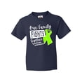 thumbnail image 1 of Inktastic Our Family Fights Together Lymphoma Awareness Lime Ribbon Youth T-Shirt, 1 of 5