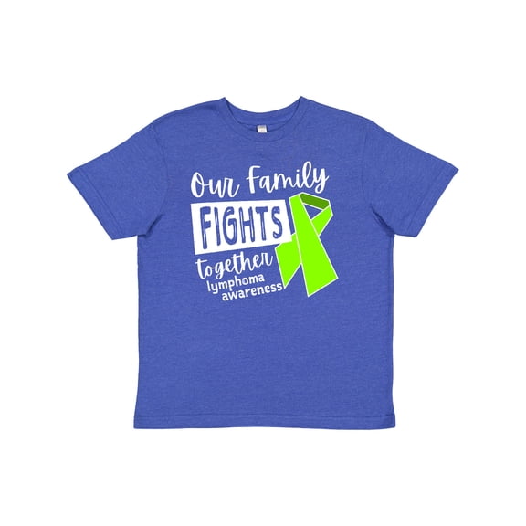 Inktastic Our Family Fights Together Lymphoma Awareness Lime Ribbon Youth T-Shirt