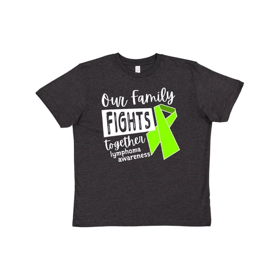 Inktastic Our Family Fights Together Lymphoma Awareness Lime Ribbon Youth T-Shirt