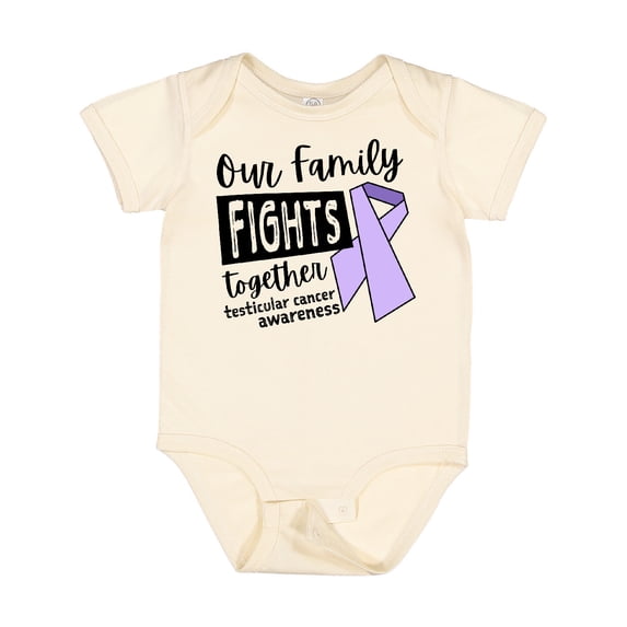 Inktastic Our Family Fights Together Testicular Cancer Awareness Boys or Girls Baby Bodysuit