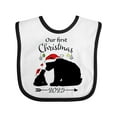 thumbnail image 1 of Inktastic Our First Christmas Bears in Santa Hats with Ornaments 2025 Boys or Girls Baby Bib, 1 of 4