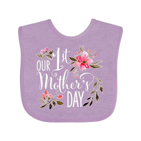 Inktastic Our First Mother's Day- Pink Flowers Boys or Girls Baby Bib