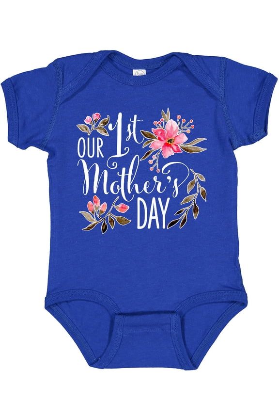 Our First Mother's Day Pink Flowers Boys or Girls Baby Bodysuit