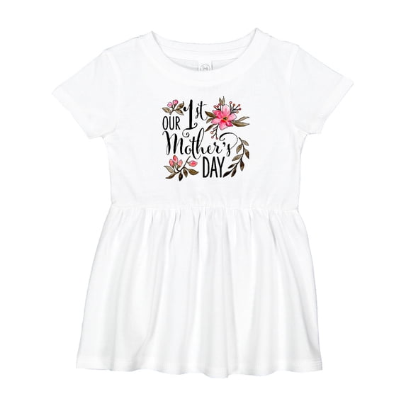Inktastic Our First Mother's Day Pink Flowers Girls Baby Dress