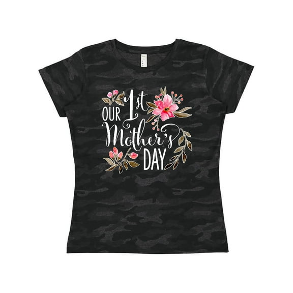 Inktastic Our First Mother's Day- Pink Flowers Women's T-Shirt