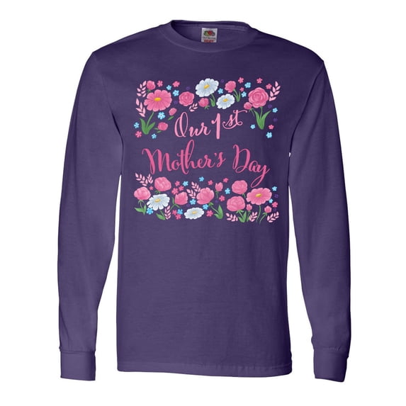 Inktastic Our First Mother's Day-Roses and Daisies Long Sleeve T-Shirt