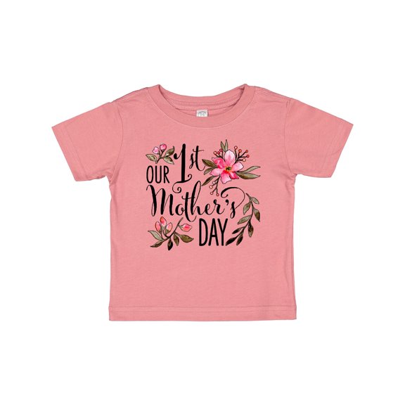 Inktastic Our First Mother's Day- pink flowers Boys or Girls Baby T-Shirt