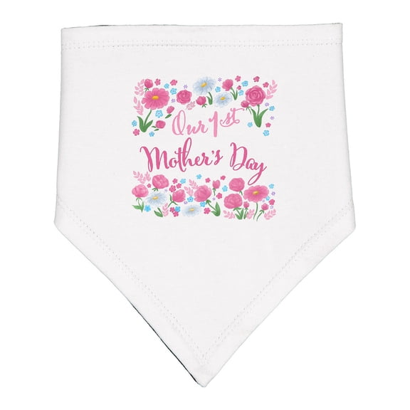 Inktastic Our First Mother's Day-roses and Daisies Baby Bandana Bib