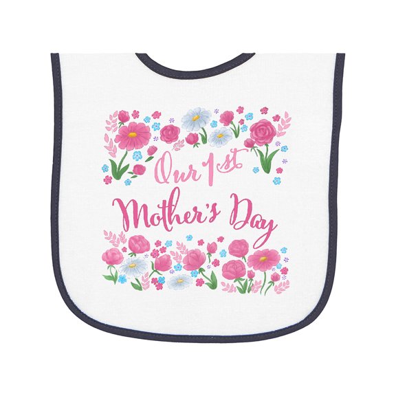 Inktastic Our First Mother's Day-roses and Daisies Baby Terry Cloth Bib