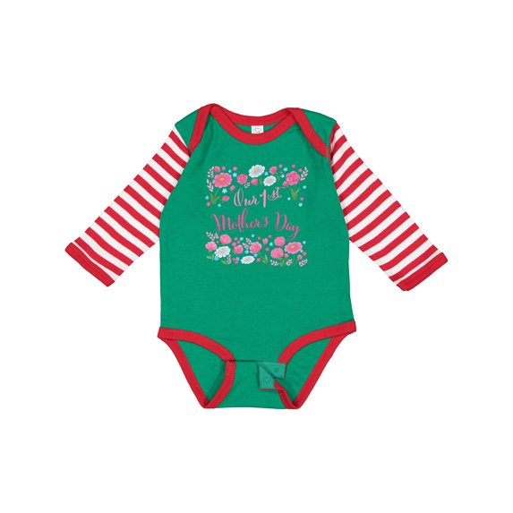 Inktastic Our First Mother's Day-roses and Daisies Boys or Girls Long Sleeve Baby Bodysuit