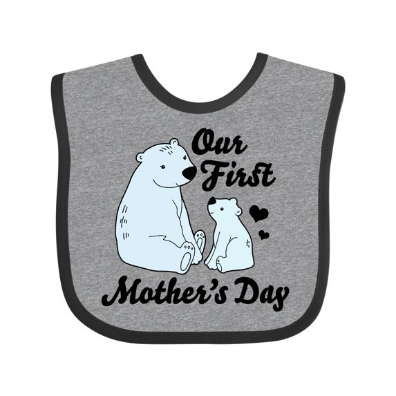 Inktastic Our First Mothers Day with Polar Bears Boys or Girls Baby Bib
