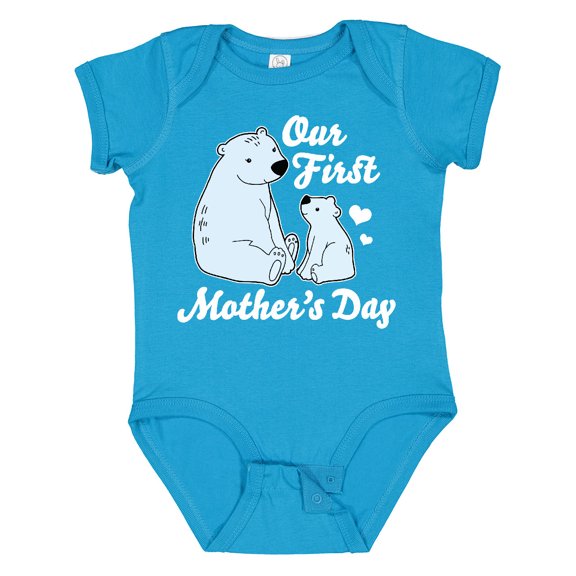 Inktastic Our First Mothers Day with Polar Bears Boys or Girls Baby Bodysuit