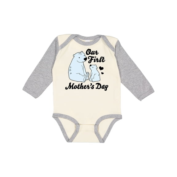 Inktastic Our First Mothers Day with Polar Bears Boys or Girls Long Sleeve Baby Bodysuit