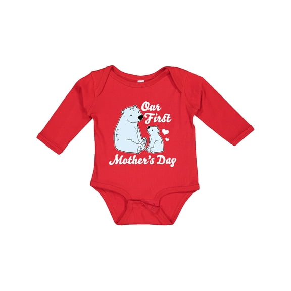Inktastic Our First Mothers Day with Polar Bears Boys or Girls Long Sleeve Baby Bodysuit