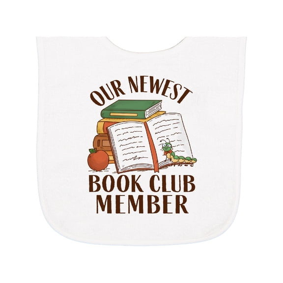 Inktastic Our Newest Book Club Member Baby Terry Cloth Bib