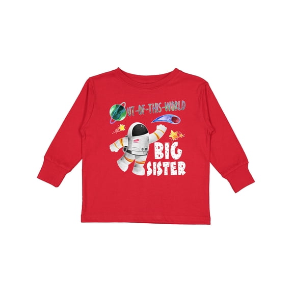 Inktastic Out of This World Big Sister Astronaut in Space Girls Long Sleeve Toddler T-Shirt
