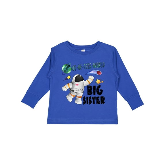 Inktastic Out of This World Big Sister Astronaut in Space Girls Long Sleeve Toddler T-Shirt
