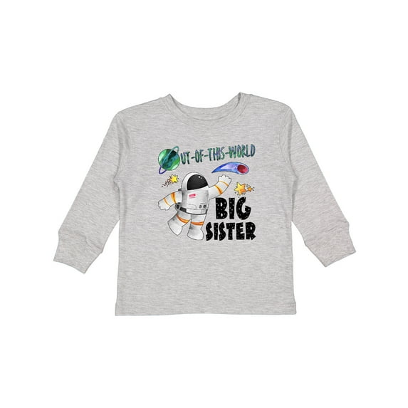Inktastic Out of This World Big Sister Astronaut in Space Girls Long Sleeve Toddler T-Shirt