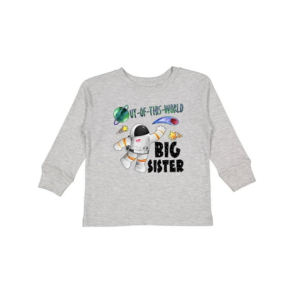 Inktastic Out of This World Big Sister Astronaut in Space Girls Long Sleeve Toddler T-Shirt